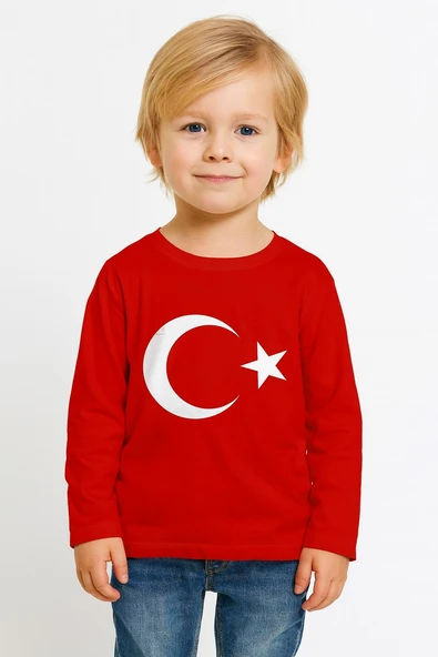 Ayyıldız Baskılı Uzun Kol Tişört - Resim 4