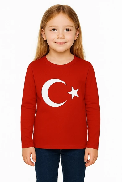 Ayyıldız Baskılı Uzun Kol Tişört - Resim 3