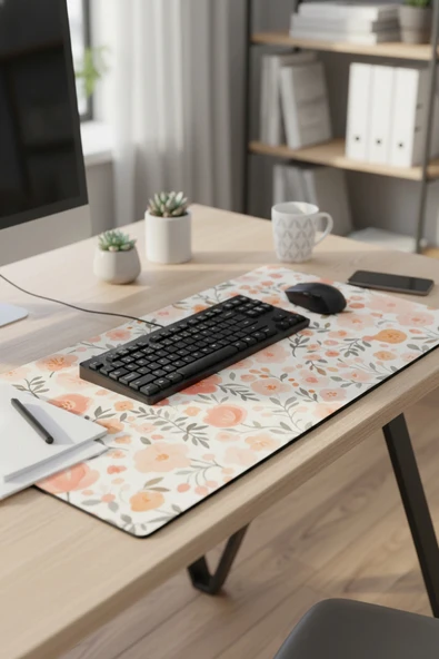 SonicTouch Nar Çiçeği Rüyası Dikişsiz Pürüzsüz Sıvı Geçirmez XXL Gamer Ofis Klavye Mousepad 40x90cm ürün görseli 1
