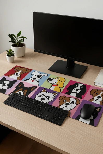 SonicTouch Mutlu Patişler Renkli Pürüzsüz Sıvı Geçirmez Yüzey XXL Gamer Ofis Klavye Mousepad 40x90cm ürün görseli 1