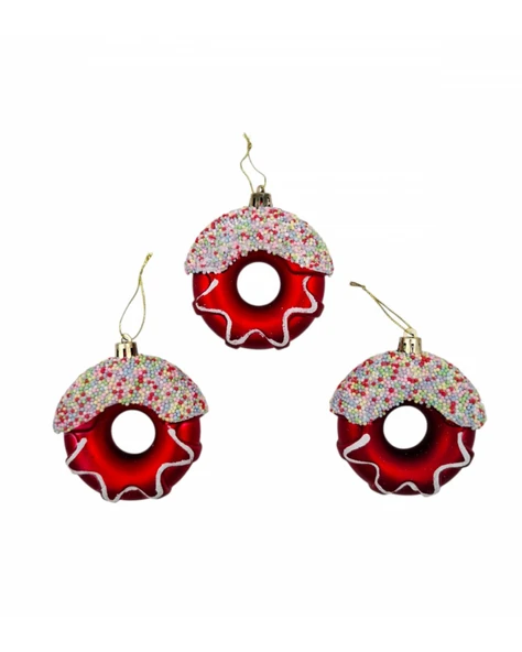 Yılbaşı Süsü 3' lü 8 Cm Donut Süs - Resim 5