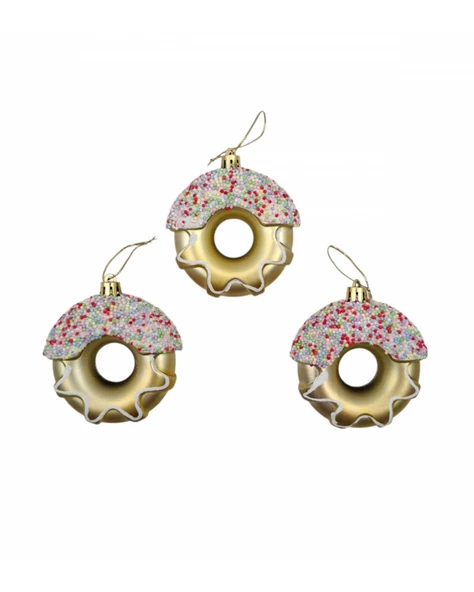 Yılbaşı Süsü 3' lü 8 Cm Donut Süs - Resim 2