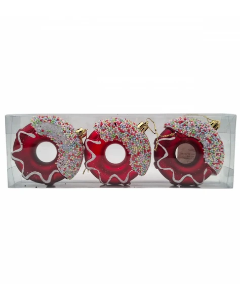 Yılbaşı Süsü 3' lü 8 Cm Donut Süs - Resim 6