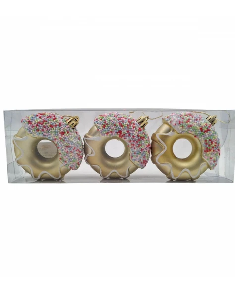 Yılbaşı Süsü 3' lü 8 Cm Donut Süs - Resim 3