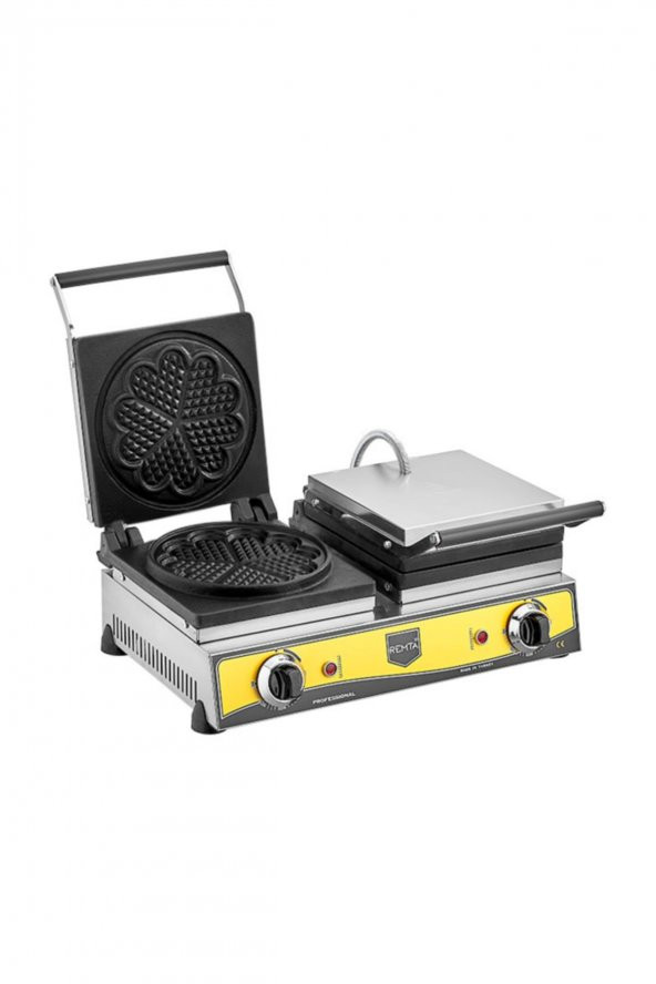 Remta Çiftli Çiçek Model Waffle Makinası Elektrikli 21 cm Çap W15 ürün görseli 1