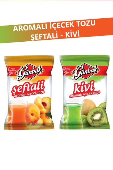 Günbak Aromalı İçecek Tozu 250 gr x 2 Adet (Şeftali - Kivi) ürün görseli 1