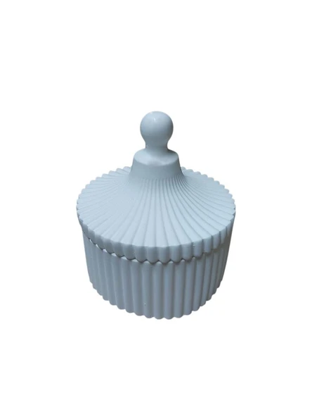 Yuvarlak Çizgili Kapaklı Kutu 8x8cm ürün görseli 1