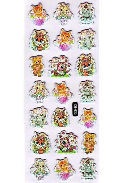 Sticker Kabartmalı Sticker Defter Planlayıcı Etiket (cb630) 16x7 cm- Sevimli Kediler ürün görseli 1