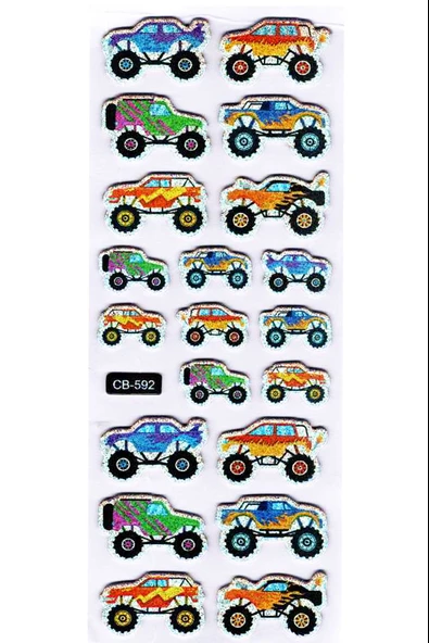 Sticker Kabartmalı Sticker Defter Planlayıcı Etiket (cb592) 16x7 cm- Monster Truck Araba ürün görseli 1