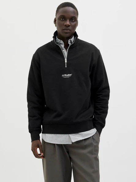JJESOHO SWEAT QUARTER ZIP HN NOOS Black Black S ürün görseli 1