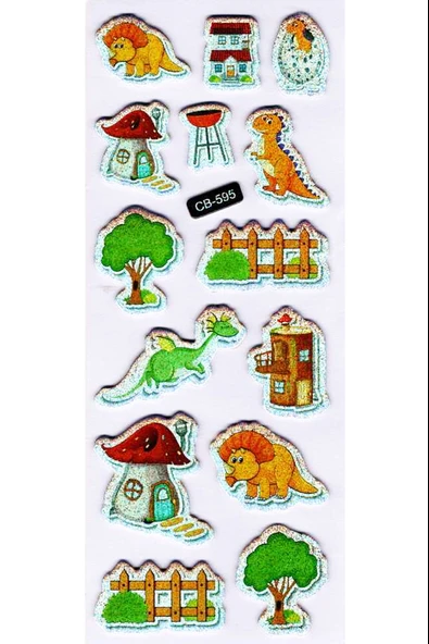Sticker Kabartmalı Sticker Defter Planlayıcı Etiket (cb595) 16x7 cm- Ejderha Dinozor ürün görseli 1
