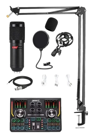 Lastvoice BM800 Titanium V2 Set Efektli Ses Kartı Mikrofon Stand Kayıt Canlı Yayın (PC ve Telefon) ürün görseli 1