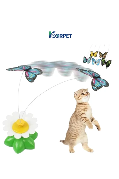 Hareketli Dönen Kelebek - Kedi Oyuncağı ( Pille Çalışır) ürün görseli 1