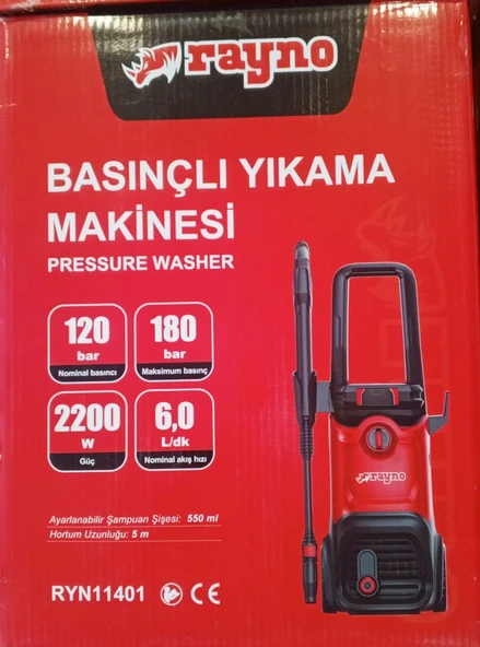 Rayno Yüksek Basınçlı Oto Yıkama Makinesi 2500W 180 Bar ürün görseli 1