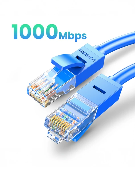 UGREEN CAT6 Ethernet Kablosu, 3 Metre, Mavi, 11203 ürün görseli 1