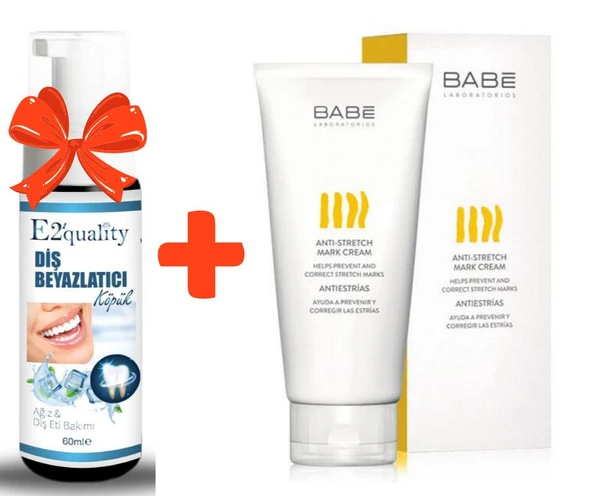 E2'quality Diş Beyazlatıcı Köpük + Babe Anti Stretch Mark Cream 200 ML Çatlak Bakım Kremi ürün görseli 1