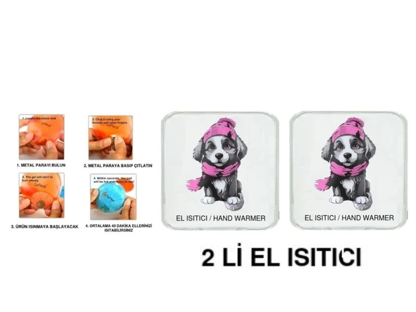 2 ADET KIRMIZI BERELİ KÖPEK CEP SOBASI,EL ISITICI,SICAK SU TORBASI PVC  10x9,5cm ürün görseli 1