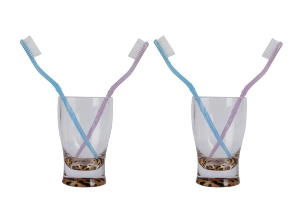 2 ADET DİŞ FIRÇALIK MACUN KABI LEOPAR AKRİLİK 6X6X11CM 270ML BANYO SETİ ürün görseli 1