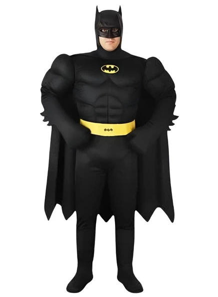 Yetişkin Batman Kara Şövalye Kostümü Kaslı ürün görseli 1