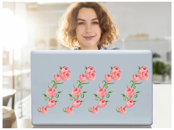 2 ADET DEFTER STİCKER,LAPTOP STİCKER PEMBE GÜLLÜ PVC 70X50X0,5CM ürün görseli 1
