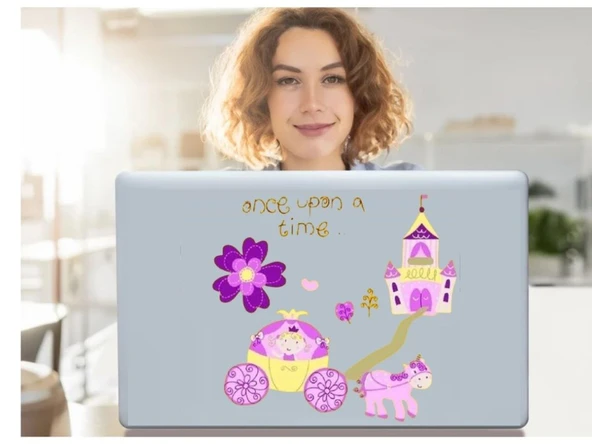 2 ADET DEFTER STİCKER,LAPTOP STİCKER  PRENSES DESENLİ PVC 70X50X0,5CM ürün görseli 1
