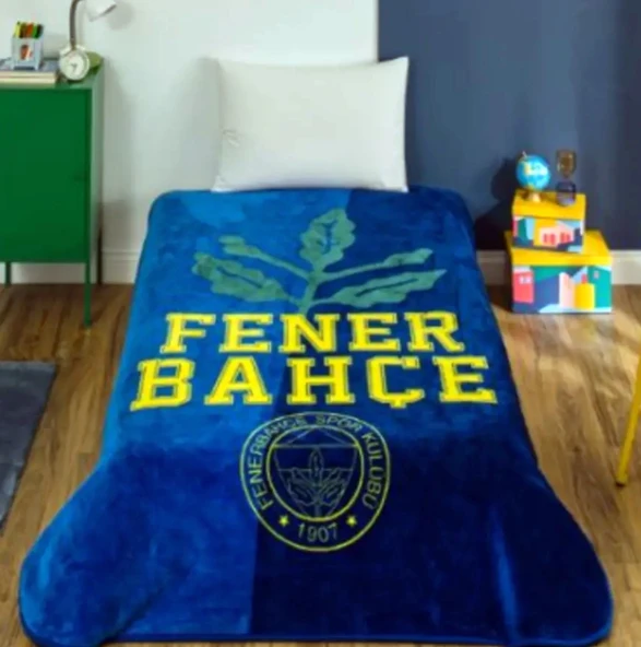 Taç Taraftar Lisanslı Tek Kişilik Battaniye (160x220)-FENERBAHÇE PALAMUT LOGO ürün görseli 1