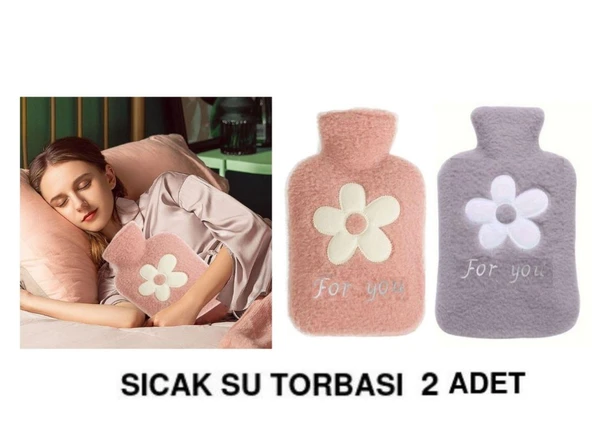 2 ADET SICAK SU TORBASI PELUŞ PAPATYA DESENLİ 21x13,5x2cm 500 ml ürün görseli 1