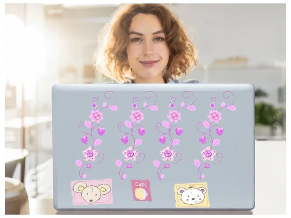 2 ADET DEFTER STİCKER,LAPTOP STİCKER ÇİÇEKLİ AĞAÇ DESENLİ PVC 70X50X0,5CM ürün görseli 1