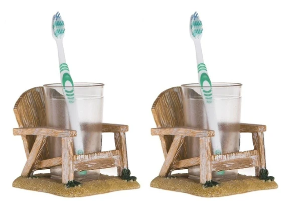 2 ADET DİŞ FIRÇALIK VE MACUNLUK SANDALYE POLİRESİN 13X11X10CM 200ML BANYO SETİ ürün görseli 1