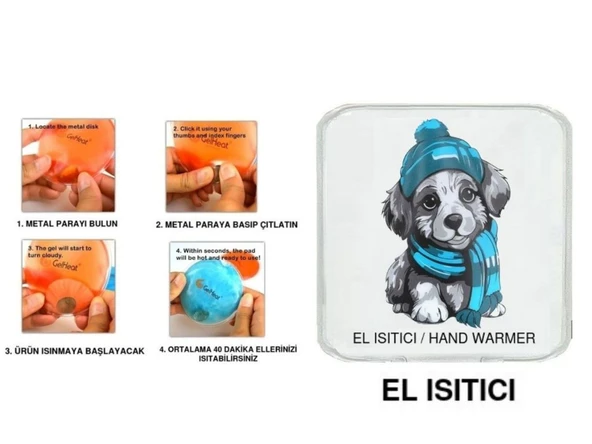 MAVİ BERELİ KÖPEK CEP SOBASI,EL ISITICI,SICAK SU TORBASI PVC  10x9,5cm ürün görseli 1