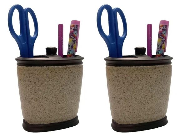 2 ADET KALEMLİK BRONZ KUMLU POLİRESİN OFİS GERECİ  10X12X5CM ürün görseli 1