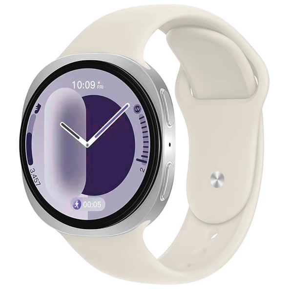 Samsung Galaxy Watch 8 44mm 40mm İle Uyumlu Klasik PureLux Soft Silikon Kordon  Starlight ürün görseli 1