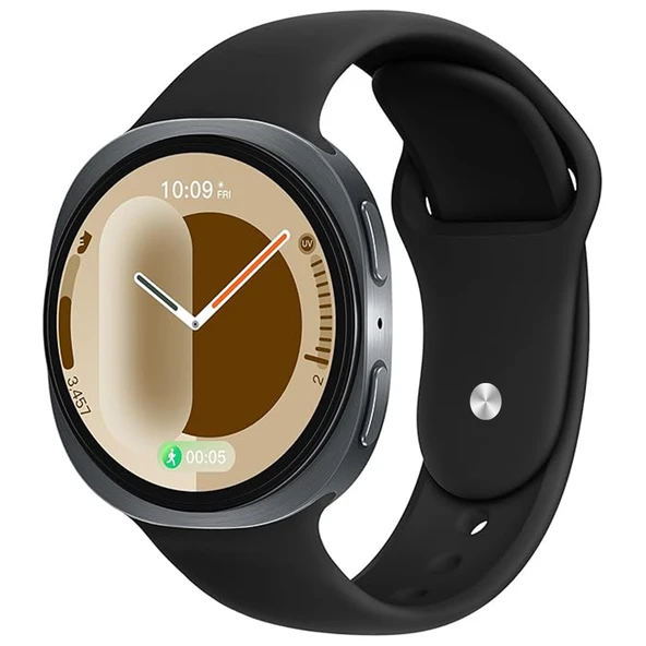 Samsung Galaxy Watch 8 44mm 40mm İle Uyumlu Klasik PureLux Soft Silikon Kordon  Siyah ürün görseli 1