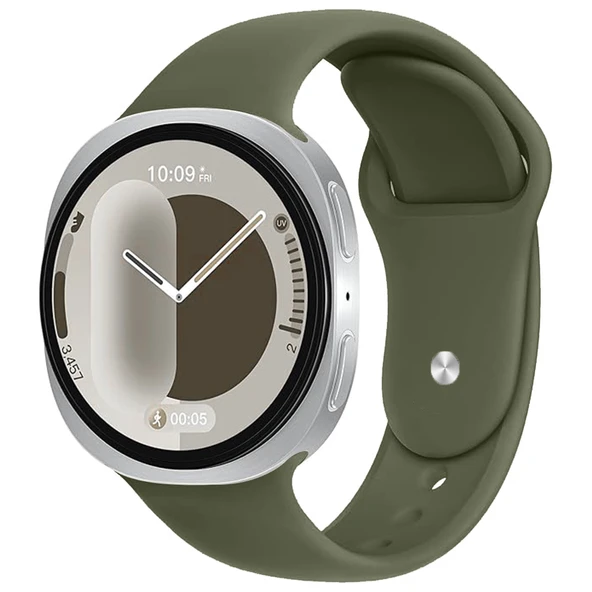 Samsung Galaxy Watch 8 44mm 40mm İle Uyumlu Klasik PureLux Soft Silikon Kordon  Haki ürün görseli 1