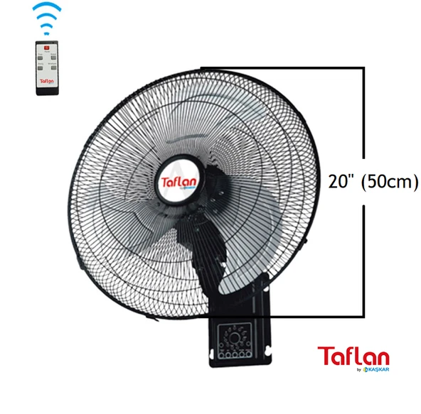 TAFLAN - KAŞKAR FAW-20R SANAYİ TİPİ 130W UZAKTAN KUMANDALI DUVAR VANTİLATÖRÜ 20'' ürün görseli 1