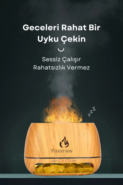 Yussraw Taşınabilir 200ml Kapasiteli Işıklı Aroma Yayıcılı Hava Nemlendircisi Taş Hediyeli ürün görseli 1