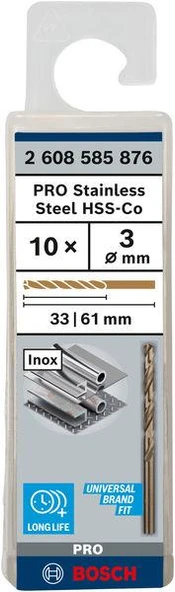 HSS-Co Metal Matkap Ucu 3*61 mm, 10lu ürün görseli 1