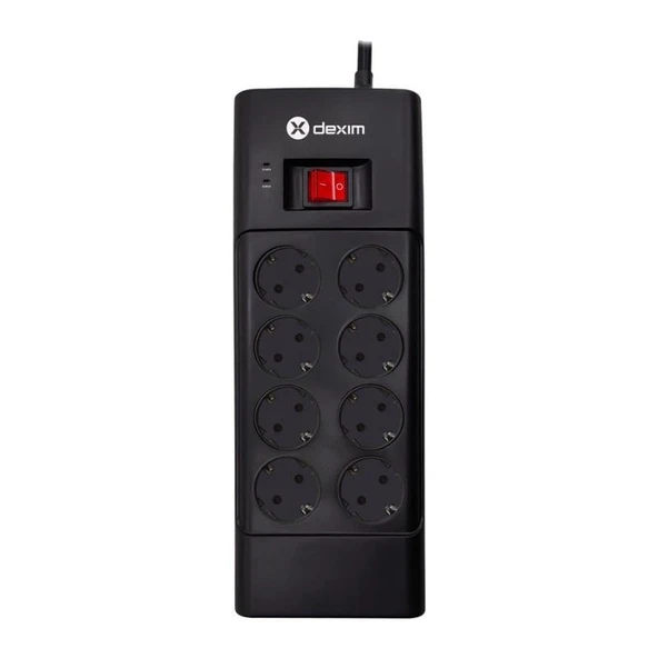 Dexim SP08DG 8Port Akım Koruyucu Priz Siyah 1.8 Metre ürün görseli 1