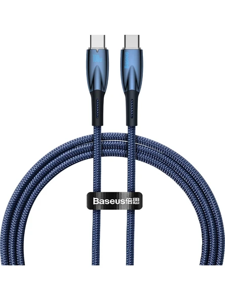 Baseus Glimmer Series 100 W Mavi 1 m Type-C to Type-C Hızlı Şarj Kablosu ürün görseli 1