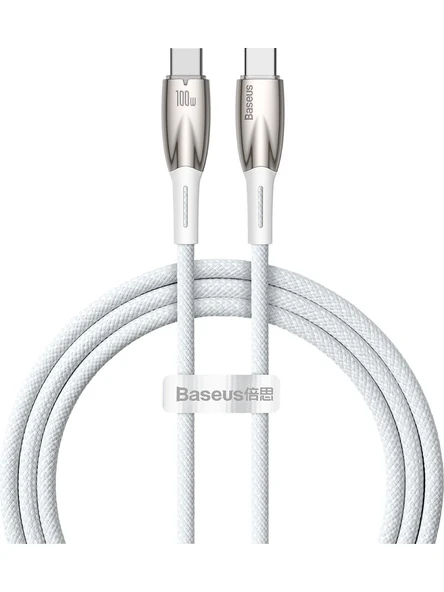 Baseus Glimmer Series 100 W Beyaz 1 m Type-C to Type-C Hızlı Şarj Kablosu ürün görseli 1