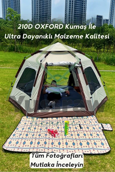 Yussraw 4-8 kişi 6 gen kamp çadırı taşınabilir otomatik çadır güneşlik kamp hızlı açık çadır 280*280*160 ürün görseli 1
