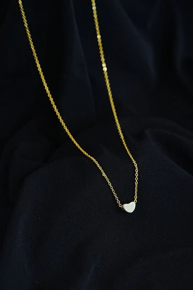 Kalpli Kolye Taşsız Gold Renk - Resim 3