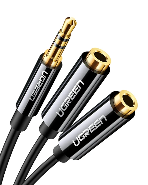 UGREEN 3.5mm 2'li Aux Kulaklık Çoklayıcı, Siyah, 20816 ürün görseli 1