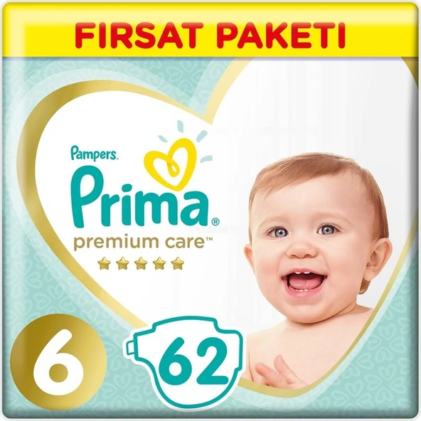Prima Premium Care Bebek Bezi 6 Beden 13+ Extra Large 62 Adet Fırsat Pk ürün görseli 1