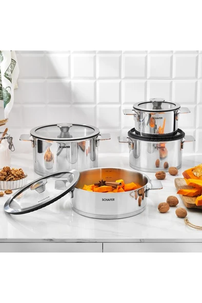 Schafer Steel Pro 8 Parça Çelik Tencere Seti ürün görseli 1
