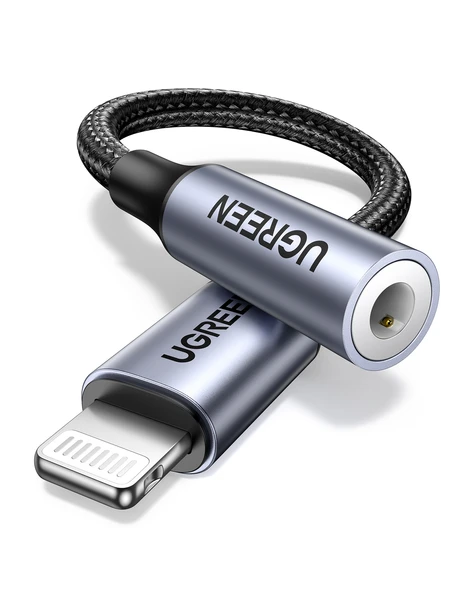 UGREEN MFi Sertifikalı Lightning to 3.5mm Aux Dönüştürücü Adaptör, Siyah, 30756 ürün görseli 1