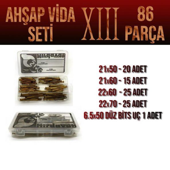 Ahşap Vida Seti XIII - 86 Parça Vida Pul Ve Bits Uç ürün görseli 1
