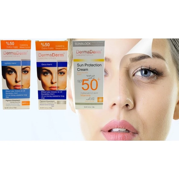 Dermaderm Gündüz Kremi , Gece Kremi  ve Güneş Kremi Spf50+ ürün görseli 1