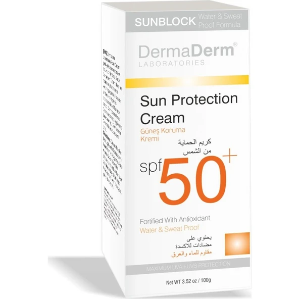 Dermaderm SPF 50 Güneş Kremi - Hassas Ciltler İçin Suya Dayanıklı, UVA/UVB Koruma Sağlayan Nemlendirici, 100 ml ürün görseli 1