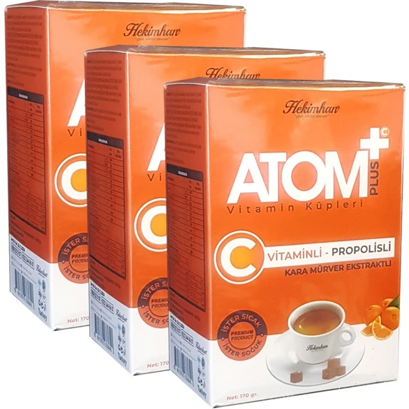 Hekimhan 3 Atom Çayı Hekimhan Atom Plus Vitamin Küpleri C Vitamin + Propolis Atom Küpü 3'lü ürün görseli 1